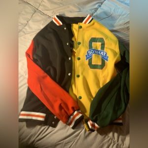 Colorful button up varsity jacket